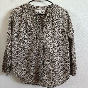 Free Assembly Black and Cream Floral Print Blouse